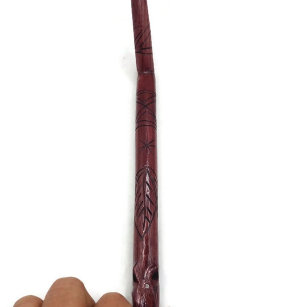 Tepi Artisanal Shaman Carved Blood Stick Cusco Snake Leaf Design Kintu